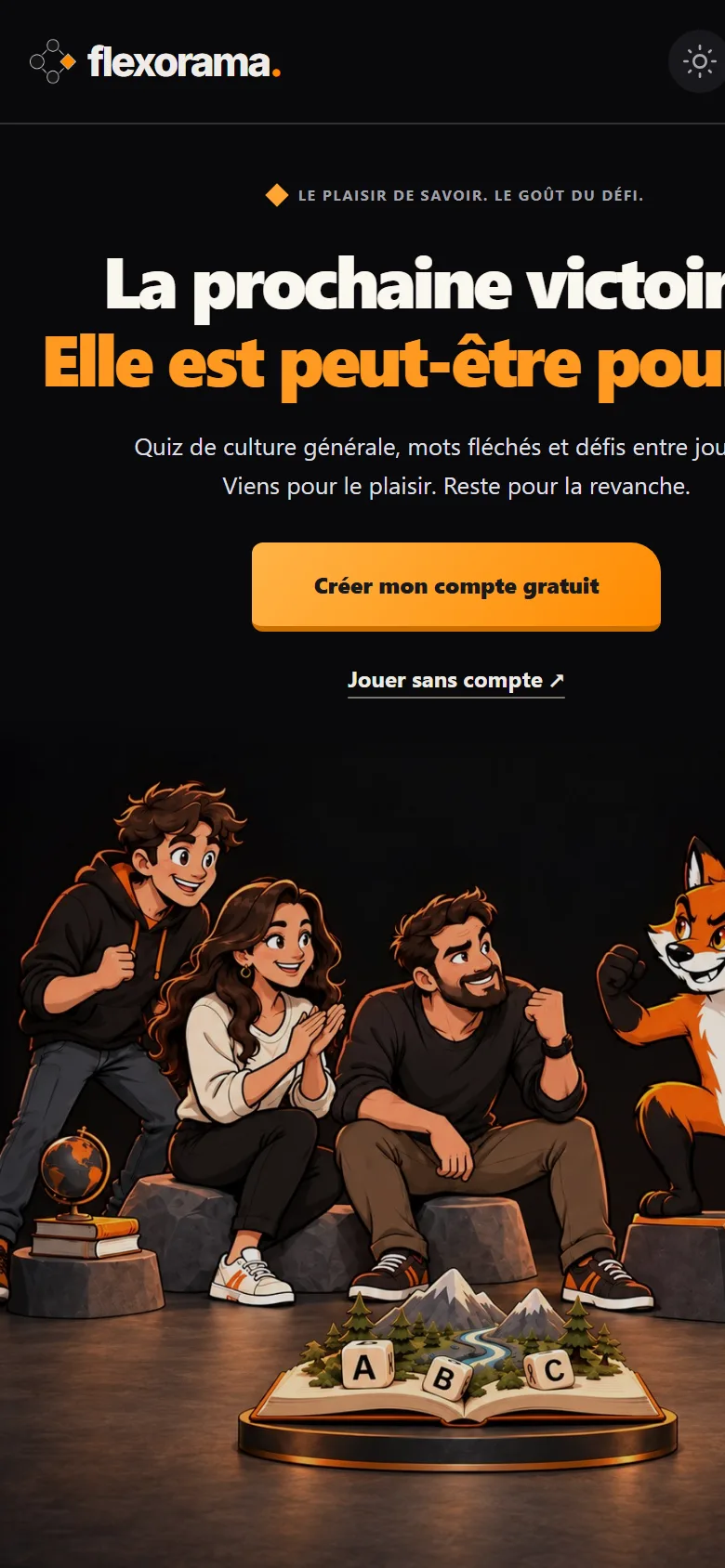 Version mobile de la page d'accueil